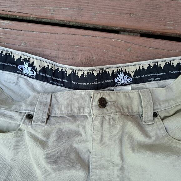 Vintage PNB Nation Clothing Carpenter Cargo pants 34X34 Men Baggy Y2K Kaki Hip H - Picture 5 of 13
